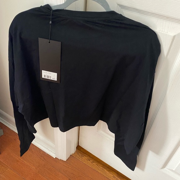 Kooples Black T-Shirt Long Sleeve fleece and lily patch size 1 - Picture 3 of 4